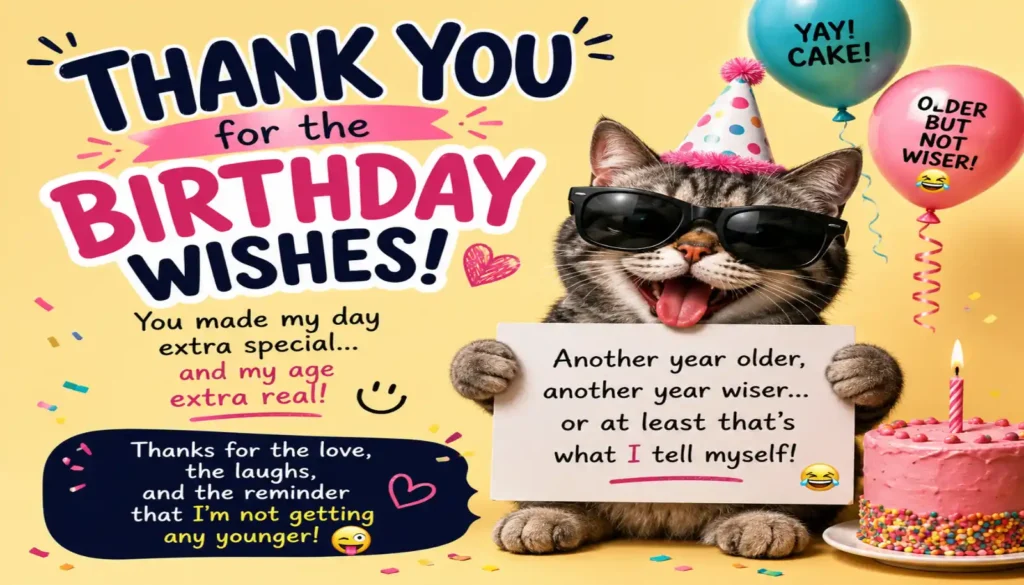 Funny Thank You for Birthday Wishes