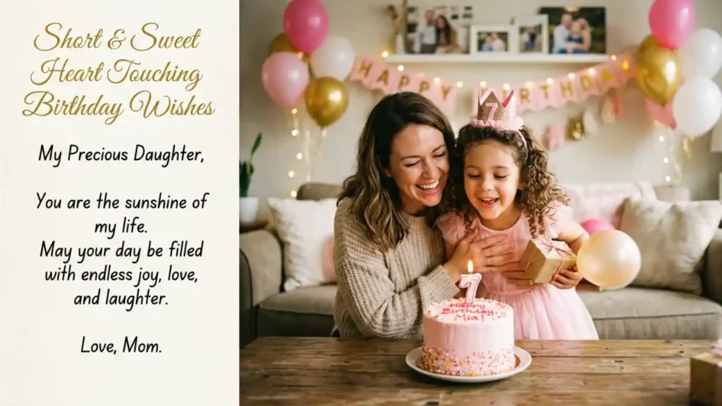 Short & Sweet Heart Touching Birthday Wishes for Daughter from Mother